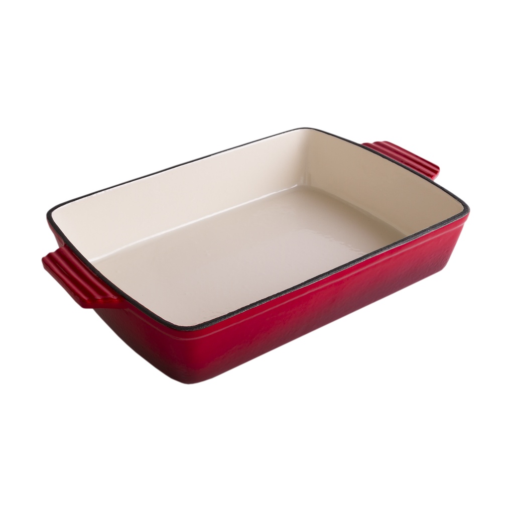 Erminda® Fuente Rectangular Hierro Esmaltado 39X23X6 Rojo Velvet
