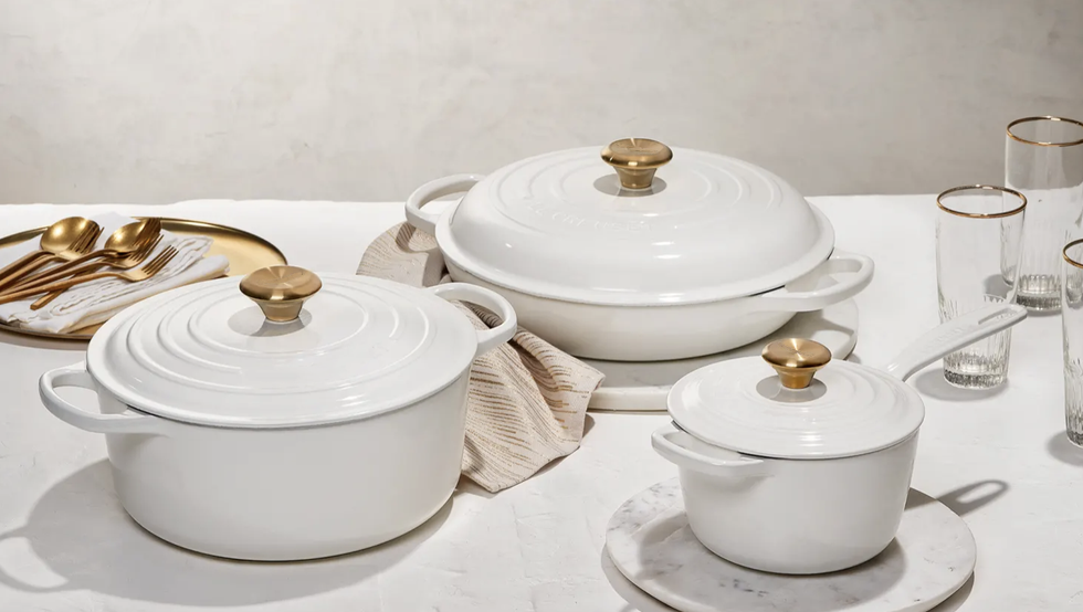 Erminda® Olla Hiero Esmaltado Baja Con Tapa Ø 27Cm H 6Cm Blanco