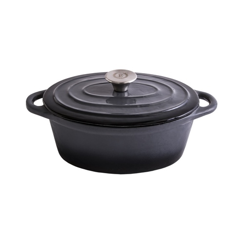 Erminda® Olla Hierro Esmaltado Oval 24X17 H10 Gris Marino