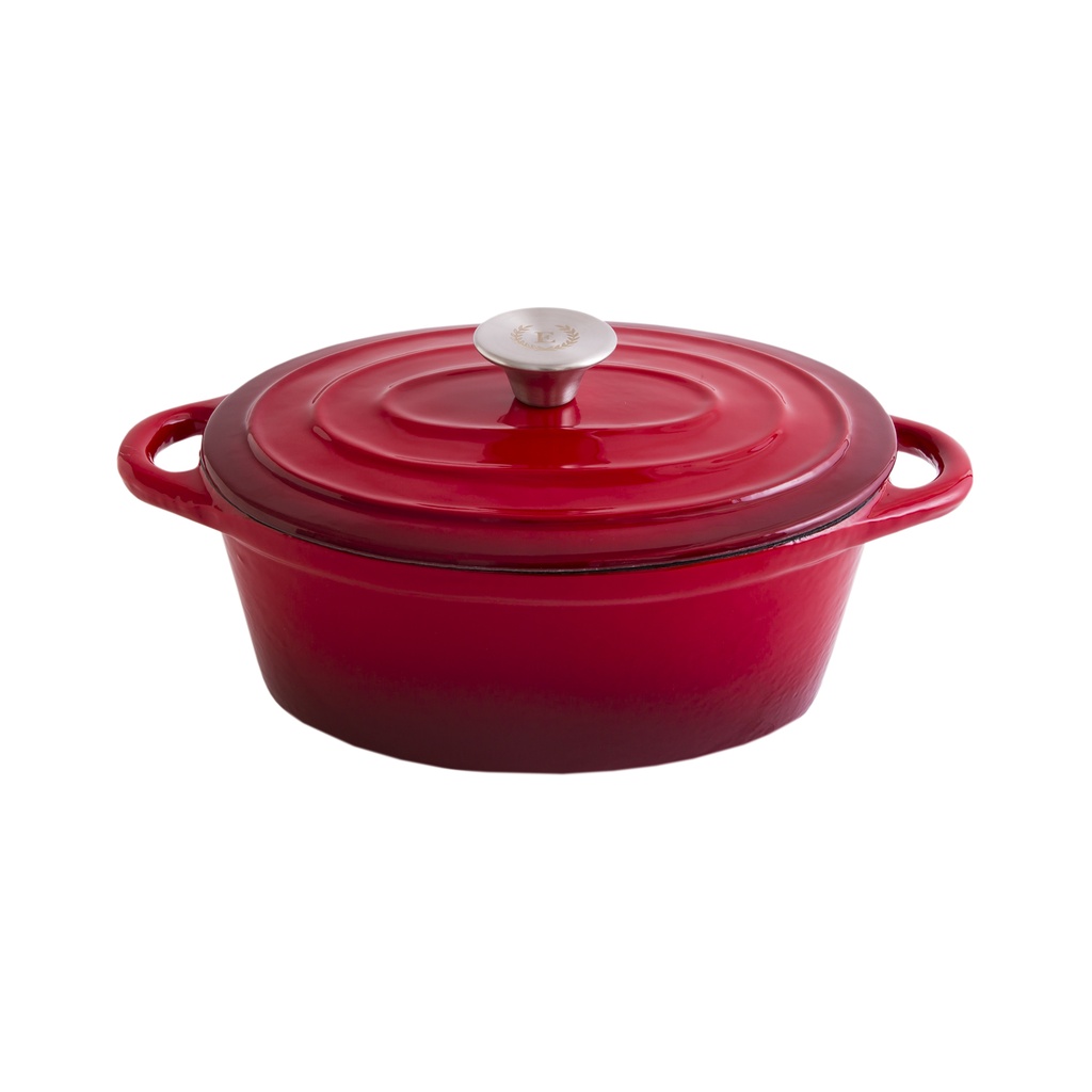 Erminda® Olla Hierro Esmaltado Oval 24X17 H10 Rojo Velvet