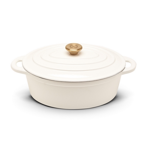 Erminda® Olla Hierro Esmaltado Oval 30X24 H12 Blanco