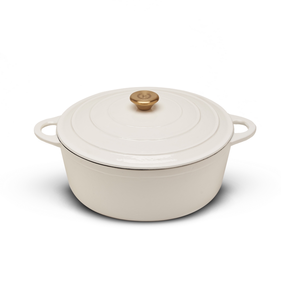 Erminda® Olla Hierro Esmaltado Ø 26 H12 Blanco Marino
