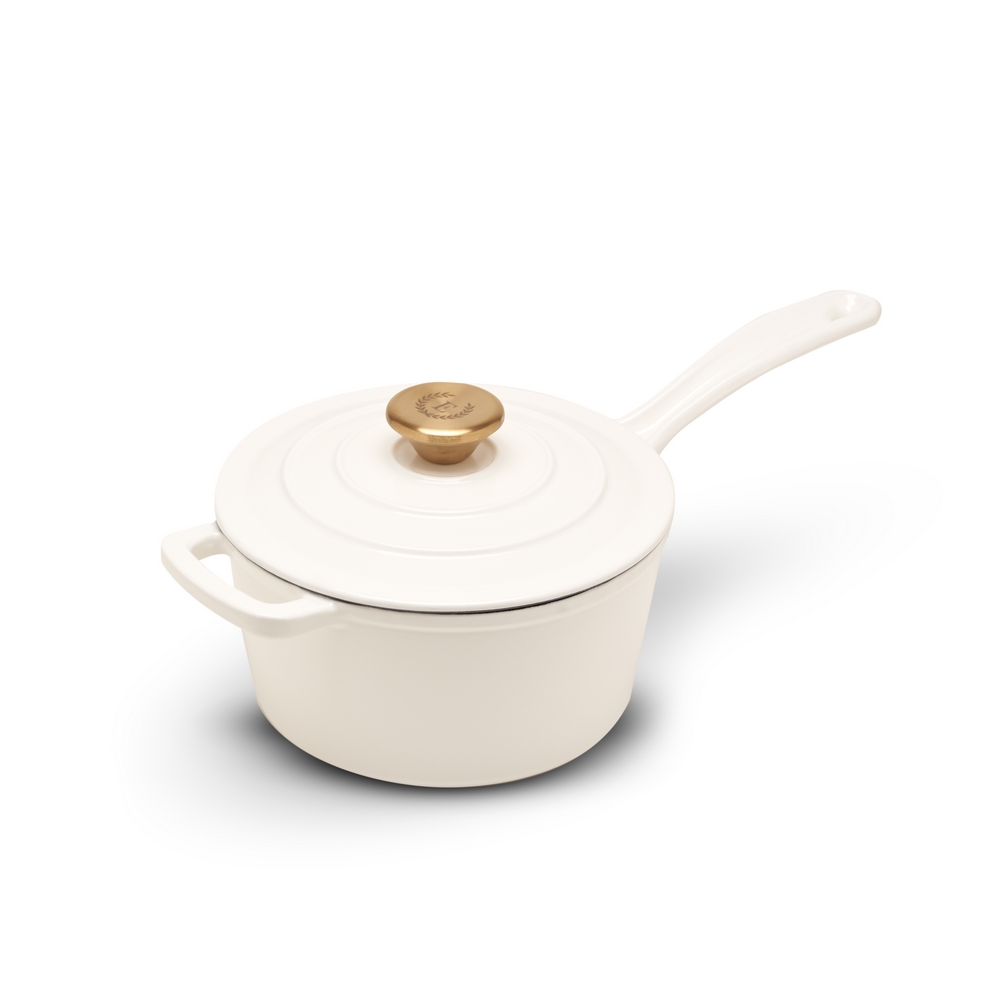 Erminda® Olla Salsera Hierro Esmaltado Ø 19.5 H9.6 Blanco