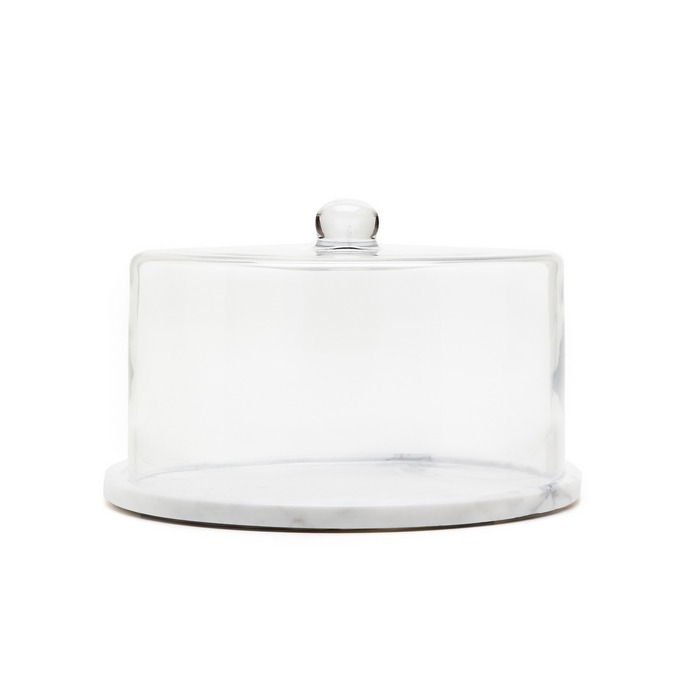 Nonfork® - Campana De Vidro Recto Con Plato De Marmol Carrara Ø 27 X 17 H (Plato