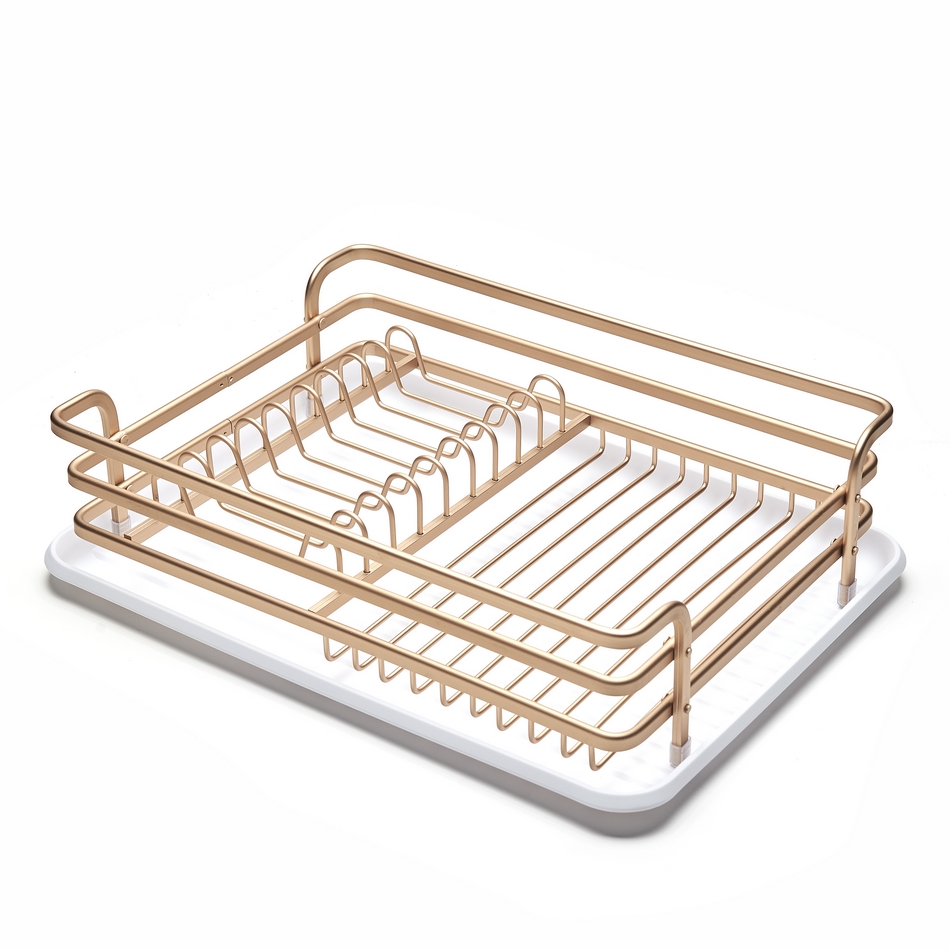 Nonfork® - Escurridor De Platos Aluminio  Dorado Y Blanco - 41 X 27.5 X 11 H