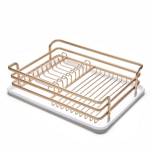Nonfork® - Escurridor De Platos Aluminio  Dorado Y Blanco - 41 X 27.5 X 11 H