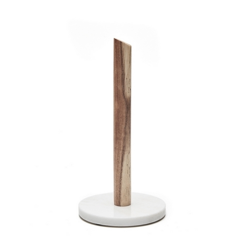 Nonfork® - Porta Rollo Marmol Blanco Y Acacia 15 X 30 H