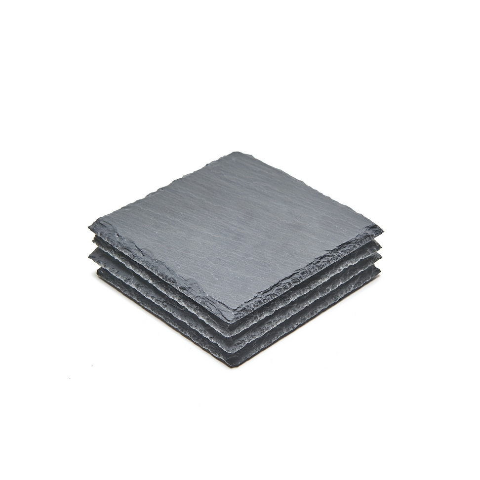 Nonfork® - Posa Vasos Cuadrados Laja Negra (Set 4U) 10 X 10
