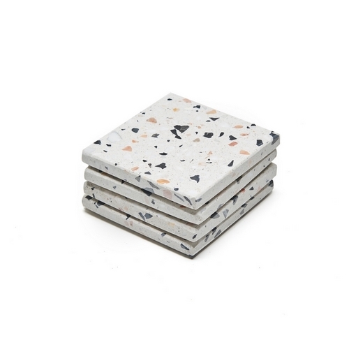 Nonfork® - Posa Vasos Cuadrados Terrazo Mix  (Set 4U) 9,5 X9,5 X 1