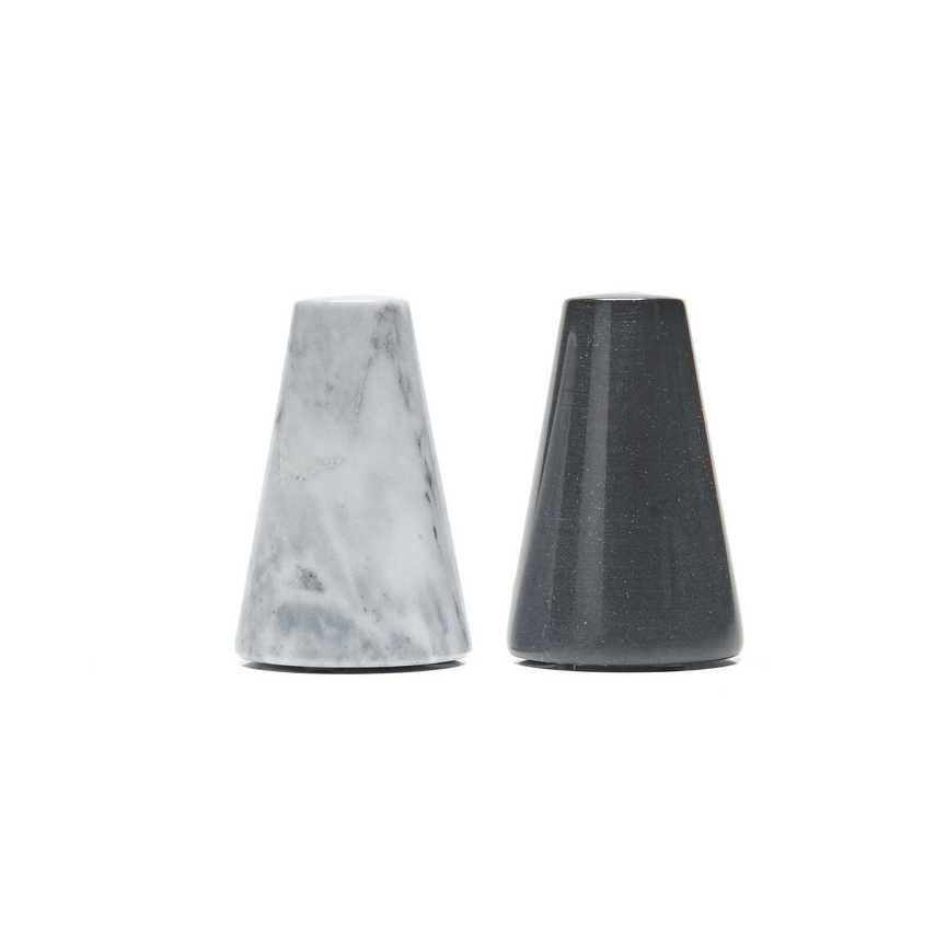 Nonfork® - Salero Y Pimentero Marmol Blanco Y Negro H 8.8 Cm