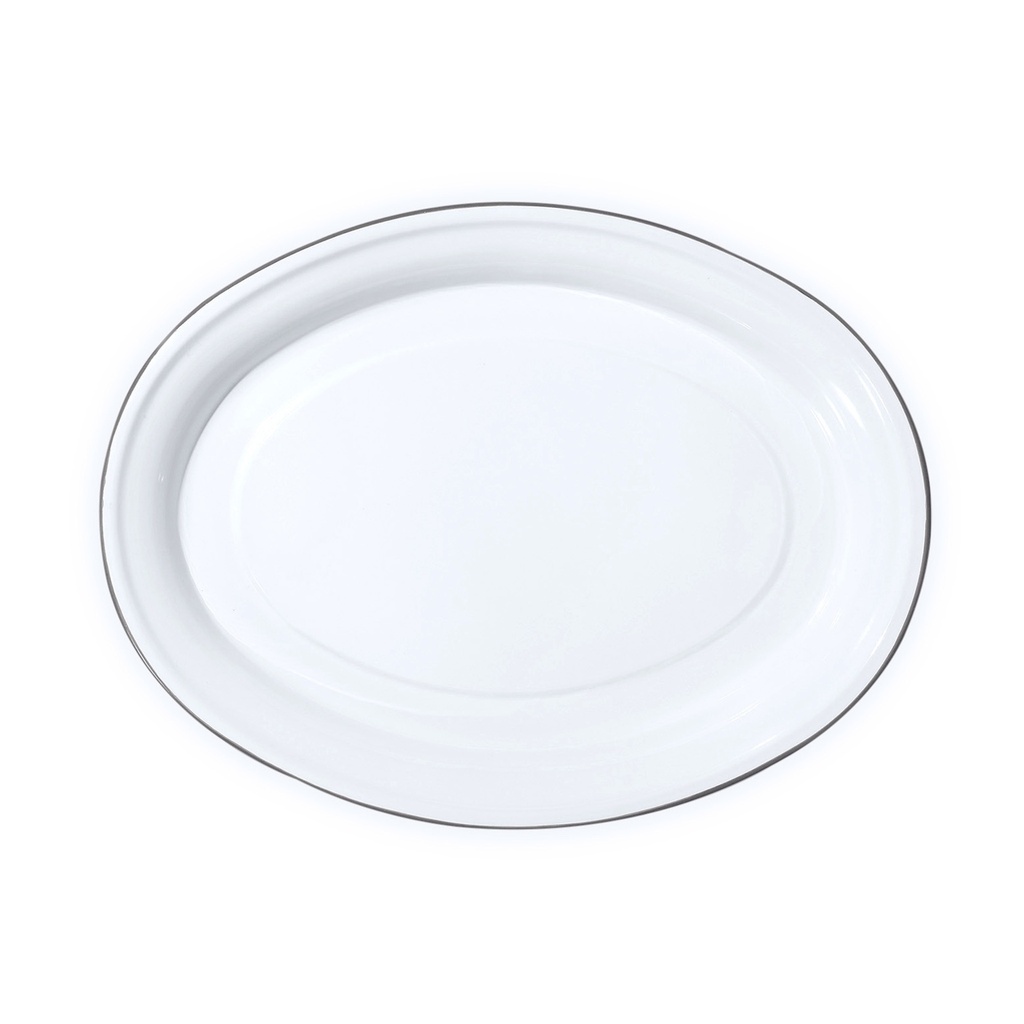 Nonfork® Enamelware - Bandeja Oval Enlozada Borde Negro 36.5 X 26 Cm