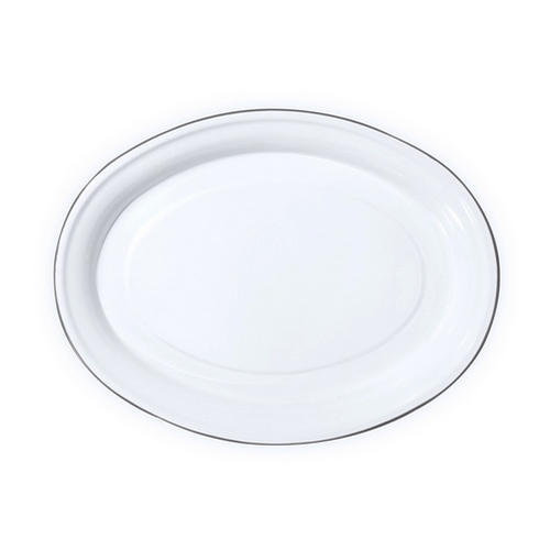 Nonfork® Enamelware - Bandeja Oval Enlozada Borde Negro 36.5 X 26 Cm