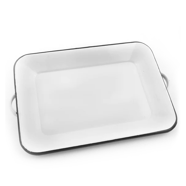 Nonfork® Enamelware - Bandeja Rectangular Enlozada Borde Negro 46 X 29 X 4H Cm