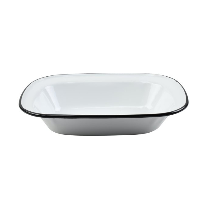 Nonfork® Enamelware - Fuente Pie Dish Enlozada Borde Negro 26 X 19 X 5.5 Cm