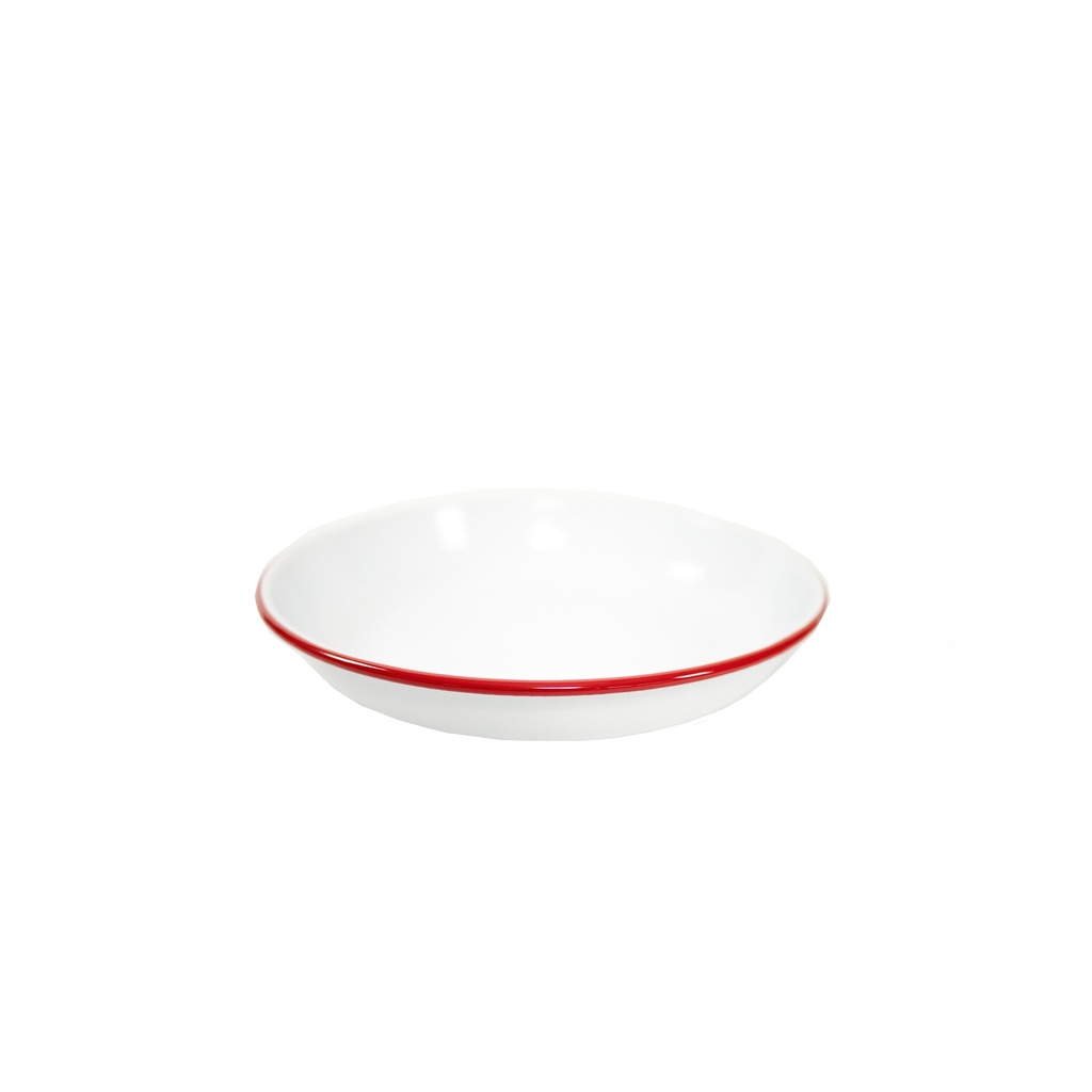Nonfork® Enamelware - Plato Hondo Recto Enlozado Borde Rojo 18 Cm