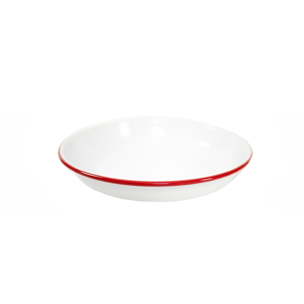 Nonfork® Enamelware - Plato Hondo Recto Enlozado Borde Rojo 22 Cm
