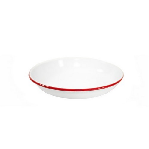 Nonfork® Enamelware - Plato Hondo Recto Enlozado Borde Rojo 22 Cm