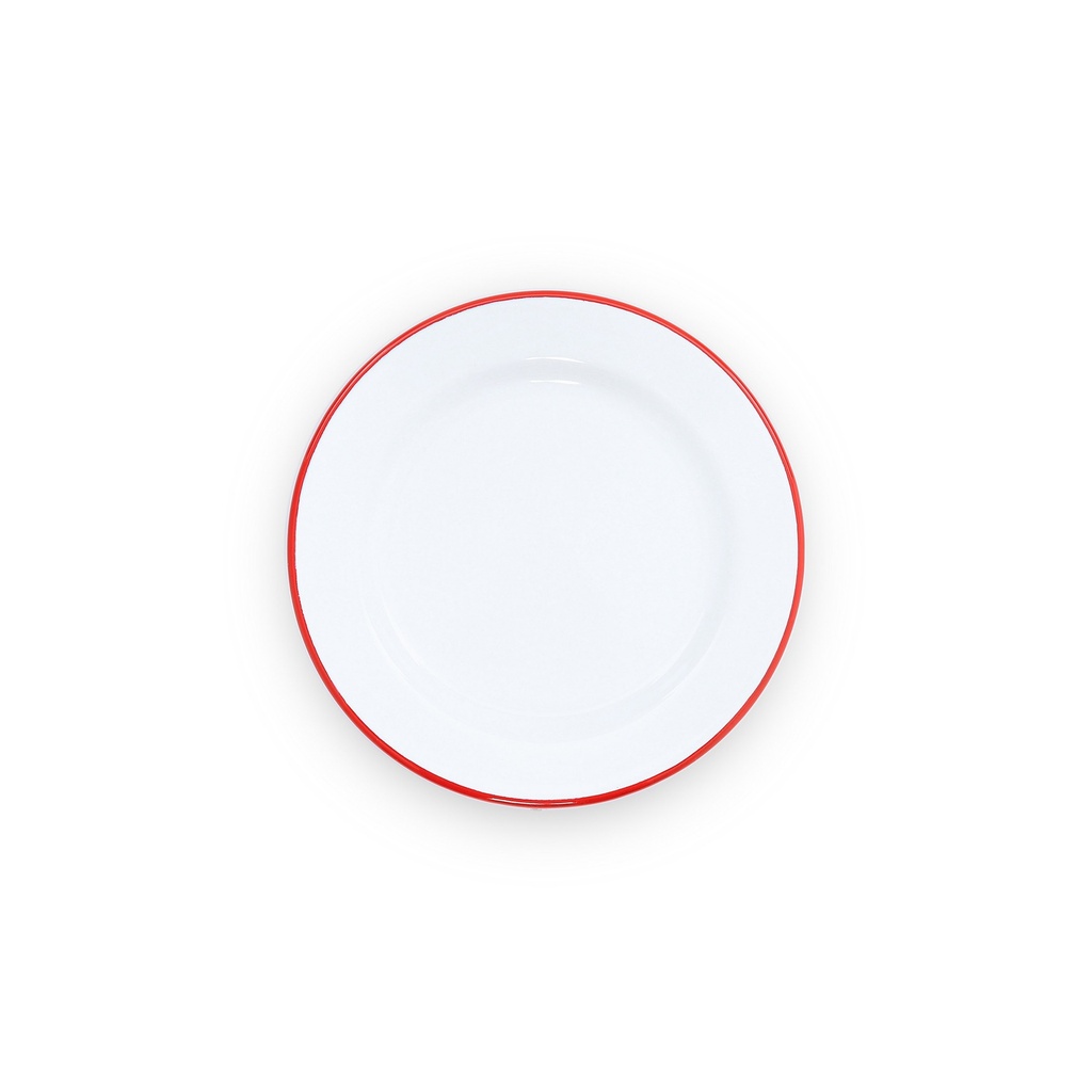 Nonfork® Enamelware - Plato Playo Enlozado Borde Rojo 18 Cm