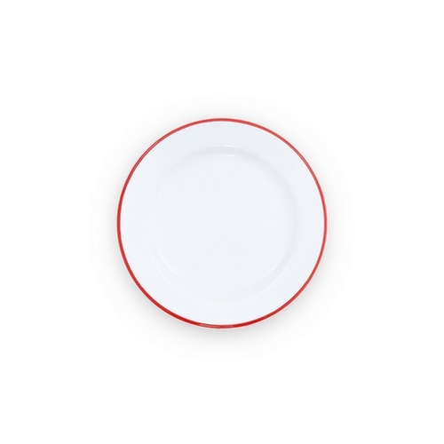 Nonfork® Enamelware - Plato Playo Enlozado Borde Rojo 18 Cm