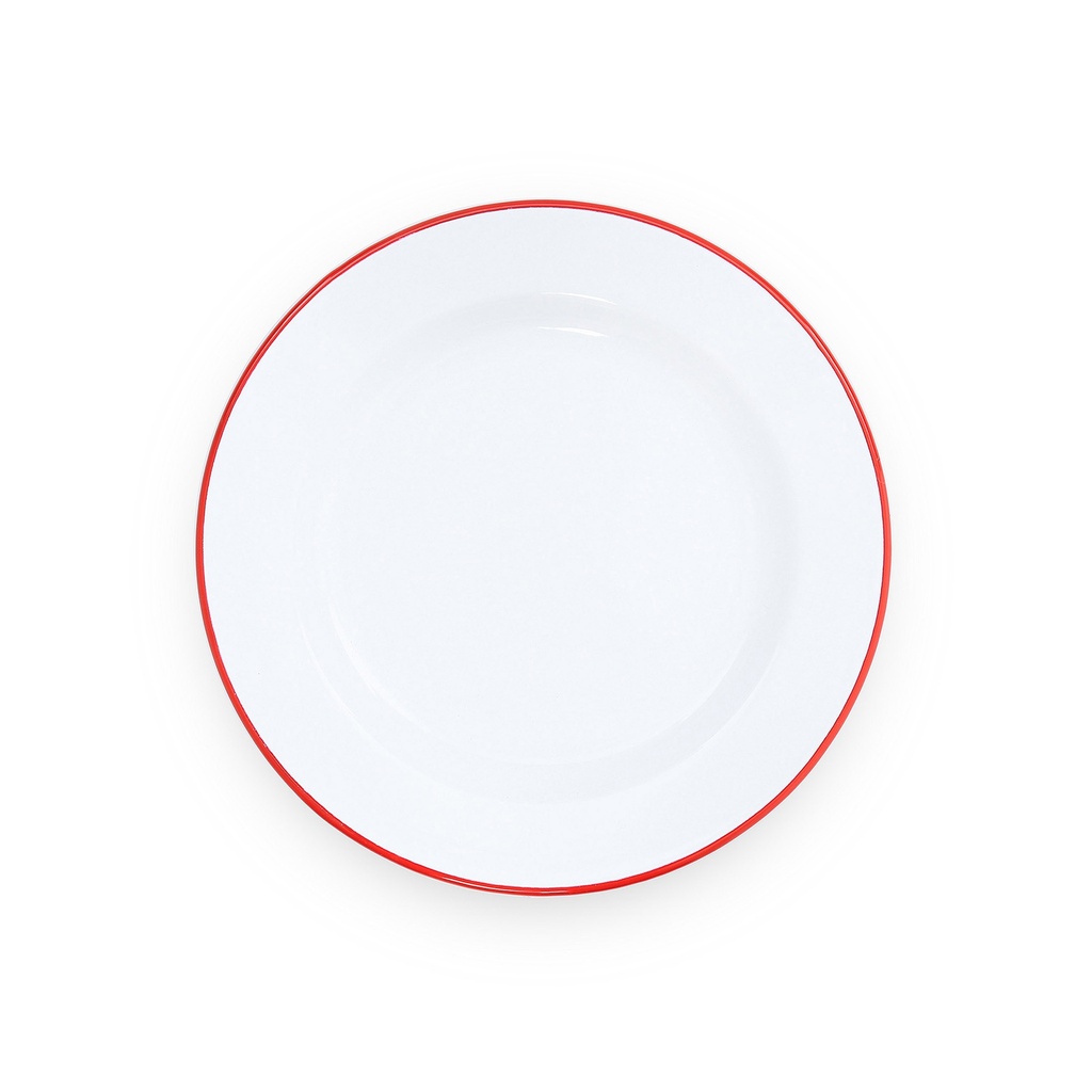Nonfork® Enamelware - Plato Playo Enlozado Borde Rojo 25.5 Cm