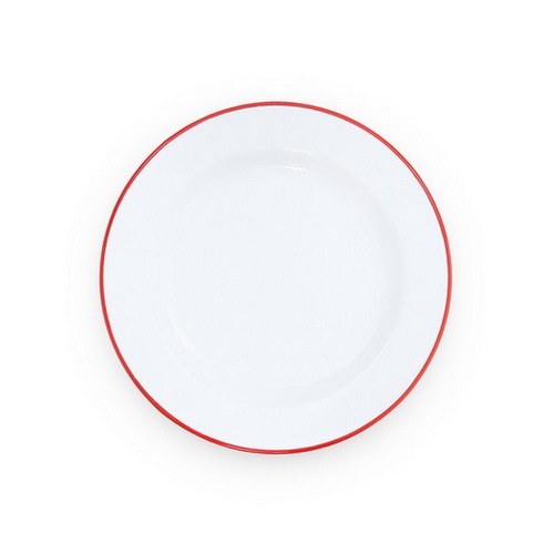 Nonfork® Enamelware - Plato Playo Enlozado Borde Rojo 25.5 Cm