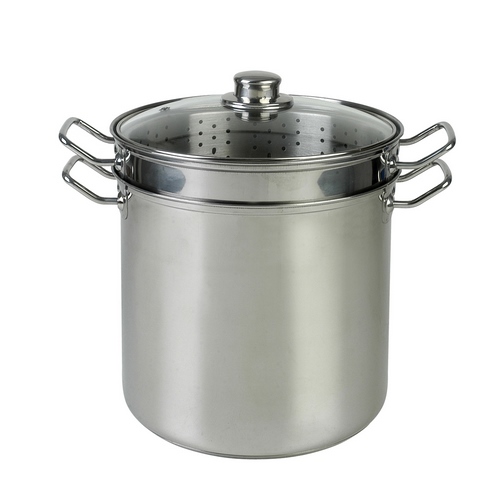 Olla Pasta 12 Lts. 4 Pzs. Acero Inoxidable Triple Fondo