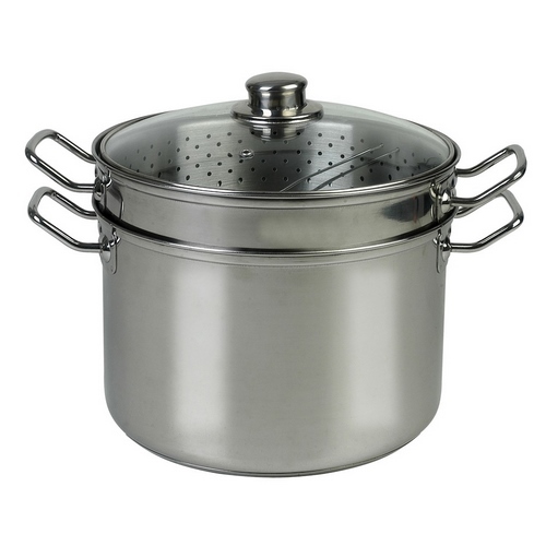 Olla Pasta 8 Lts. 4 Pzs. Acero Inoxidable Triple Fondo