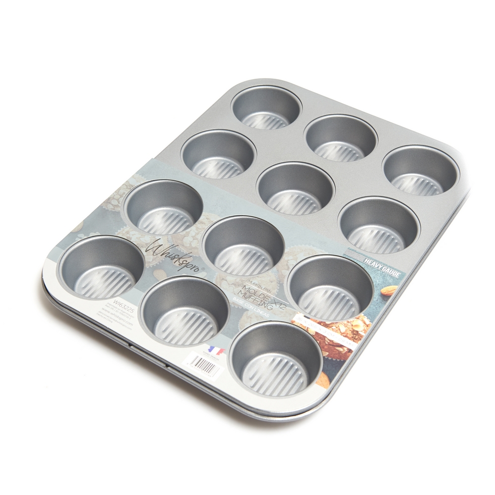 Whiskspro® Heavy Gauge - Muffin Pan (Molde Muffing) 12 Cup 35 X 26.5 X 3 Cm - 0.