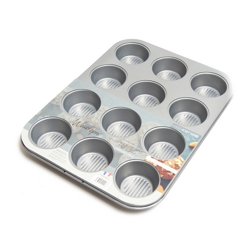 Whiskspro® Heavy Gauge - Muffin Pan (Molde Muffing) 12 Cup 35 X 26.5 X 3 Cm - 0.