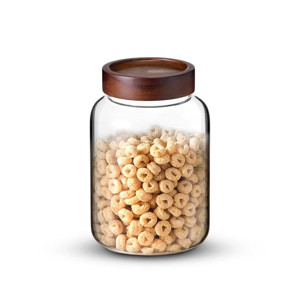 Nonfork® - Frasco Exquis Borosilicato Tapa Madera 1800 Ml  13X13X19