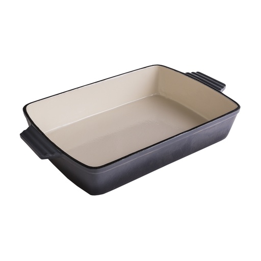 [E89001G] Erminda® Fuente Rectangular Hierro Esmaltado 39X23X6 Gris Marino