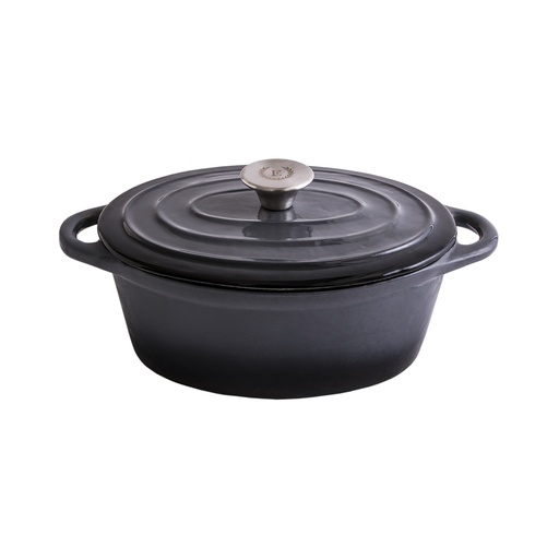 [E91001G] Erminda® Olla Hierro Esmaltado Oval 24X17 H10 Gris Marino