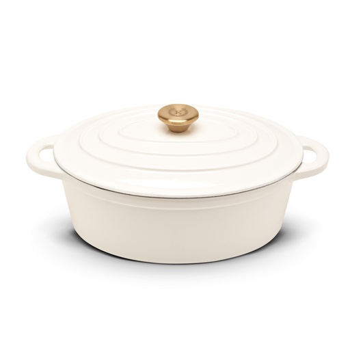 [E83001BD] Erminda® Olla Hierro Esmaltado Oval 30X24 H12 Blanco