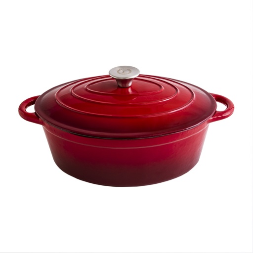 [E83001R] Erminda® Olla Hierro Esmaltado Oval 30X24 H12 Rojo Velvet