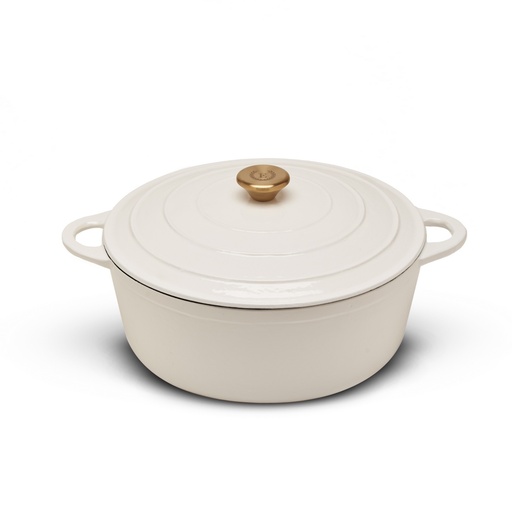 [E84001BD] Erminda® Olla Hierro Esmaltado Ø 26 H12 Blanco Marino