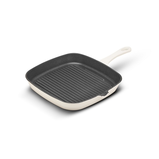 [E86001BD] Erminda® Sarten Bifera Cuadrada Hierro Esmaltado Ø 24Cm H3.5 Blanco