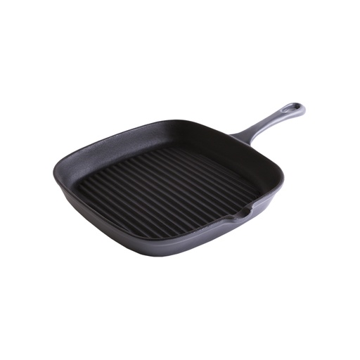 [E86001G] Erminda® Sarten Bifera Cuadrada Hierro Esmaltado Ø 24Cm H3.5 Gris Marino