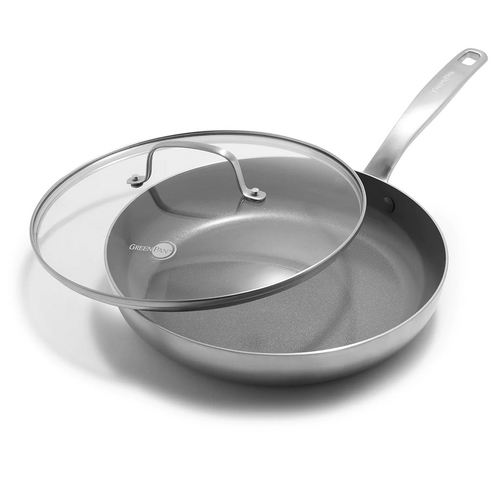 [CC005349-001] Greenpan® - Chatham Stainless - Sartén 28 Cm Con Tapa Y Mango Largo