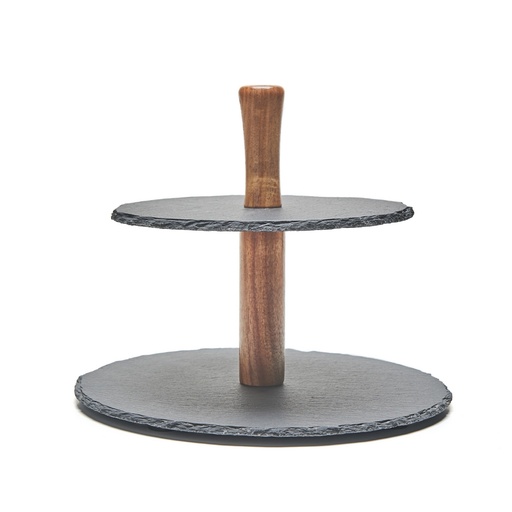 [N8752006] Nonfork® - Base 2 Pisos Laja Y Acacia Ø  25 - Ø  20
