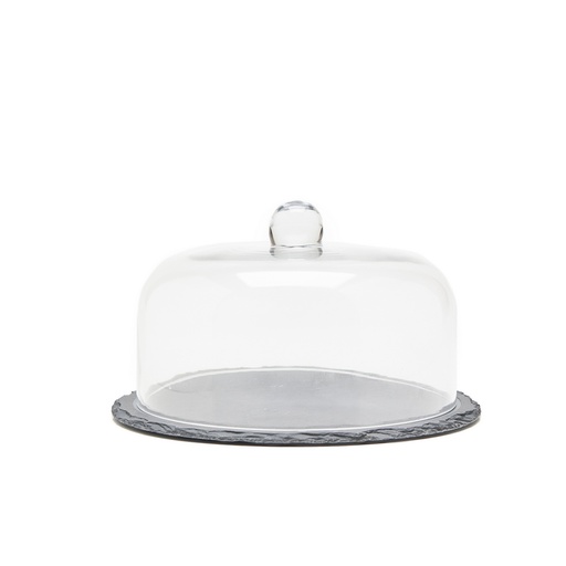 [N8726001] Nonfork® - Campana De Vidro Con Plato De Laja Ø 22 X 14 H (Plato Ø 25,5)
