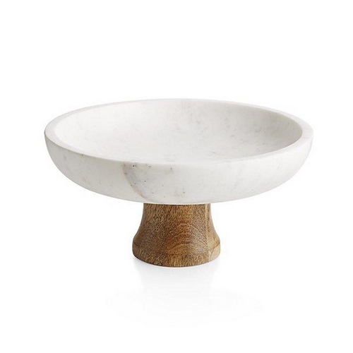 [N8752028W] Nonfork® - Fuente Con Pie De Acacia Marmol Blanco Ø  30 X 13.7 H
