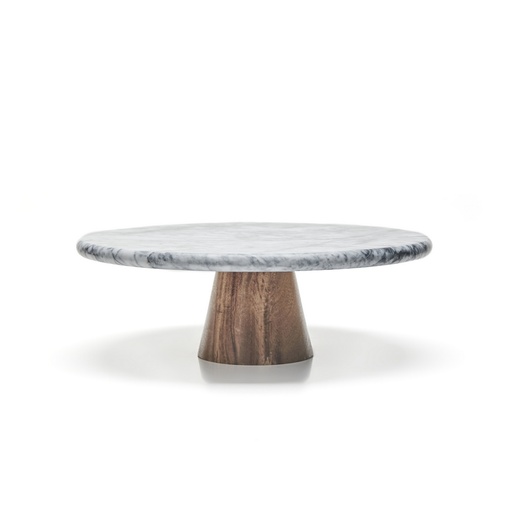 [N8752030] Nonfork® - Pie De Torta Giratorio Marmol Carrara Y Acacia Ø  28 X 10 H
