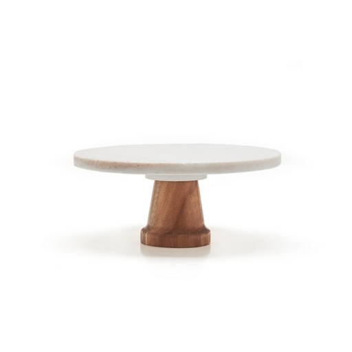 [N8752027] Nonfork® - Plato Posa Torta Elevado Marmol Y Acacia Ø  24 X 12 H