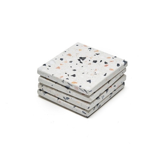 [N8792016] Nonfork® - Posa Vasos Cuadrados Terrazo Mix  (Set 4U) 9,5 X9,5 X 1