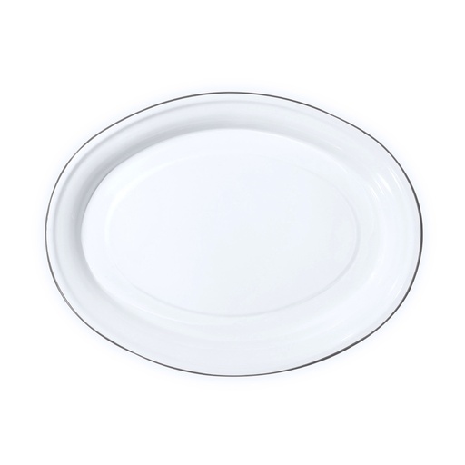 [N833037N] Nonfork® Enamelware - Bandeja Oval Enlozada Borde Negro 36.5 X 26 Cm