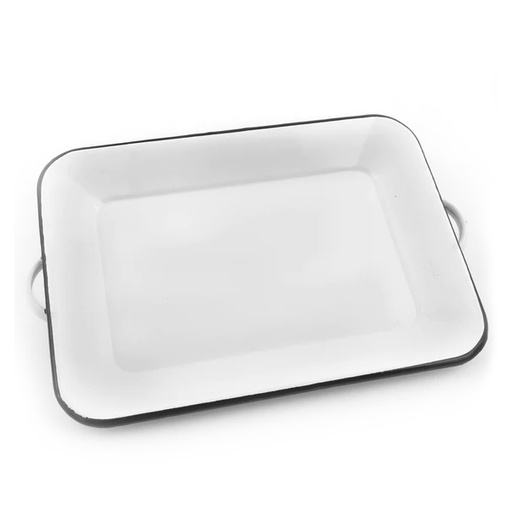 [N839092N] Nonfork® Enamelware - Bandeja Rectangular Enlozada Borde Negro 46 X 29 X 4H Cm