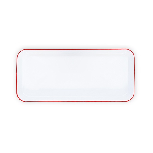 [N839120R] Nonfork® Enamelware - Bandeja Rectangular Enlozada Borde Rojo 35 X 12.7 X 2H Cm