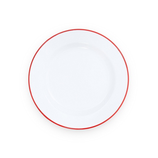 [N832061R] Nonfork® Enamelware - Plato Playo Enlozado Borde Rojo 25.5 Cm
